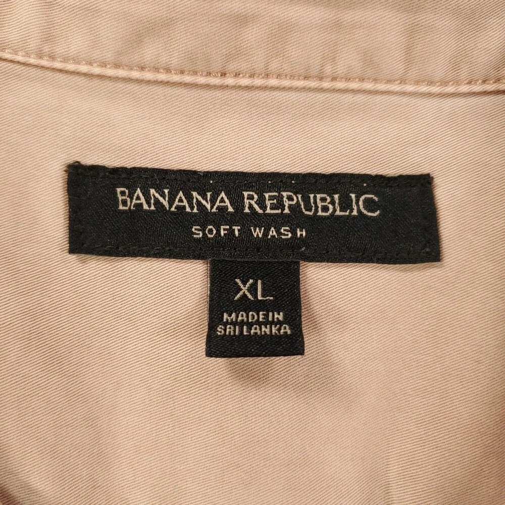 Banana Republic Button Up Womens XL Pink Ivory Soft Wash Military Safari Utility - Picture 5 of 10